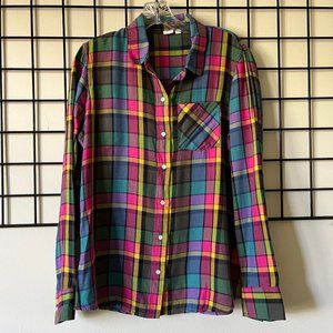 GAP Colorful Plaid Lightweight Flannel Button-Down (M)